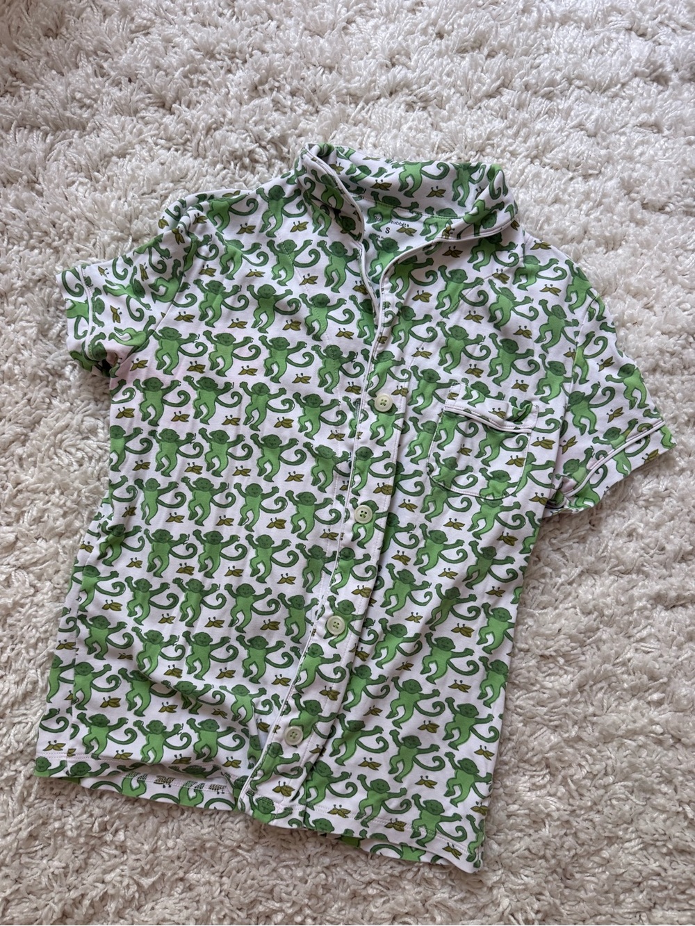 Green Monkey Print Pajama Top